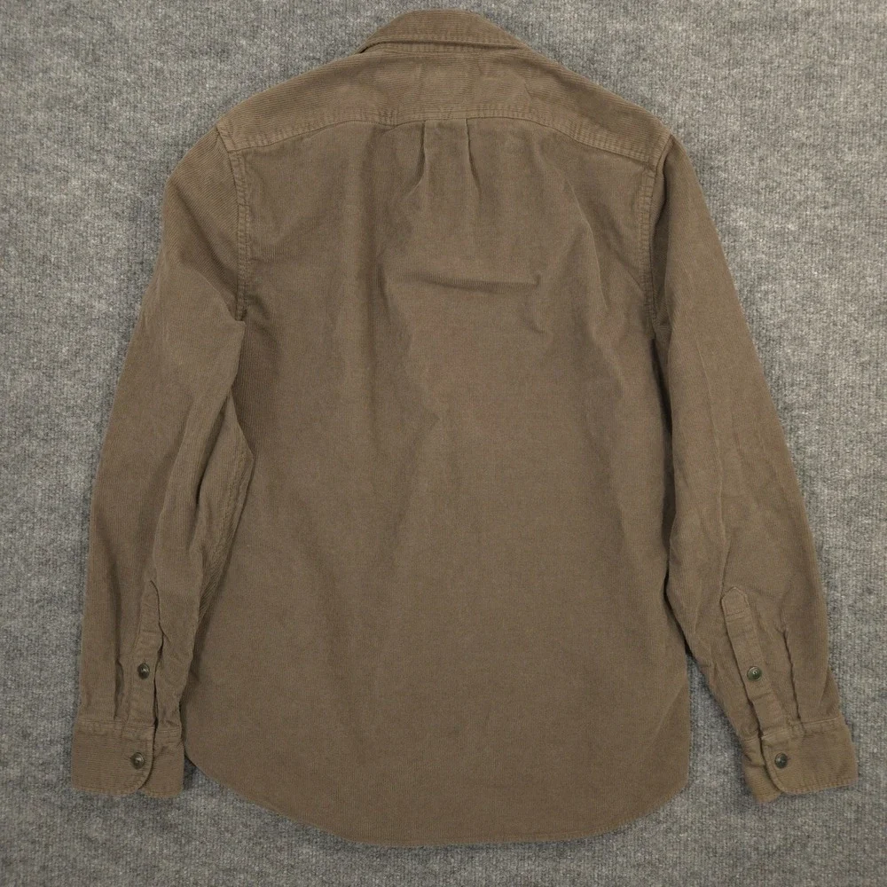 J Crew Corduroy Work Shirt‎ Mens Small Fatigue Brown Garment Dyed Classic Fit